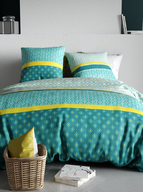 Capa de edredão + fronha de cama com estampado - Casal - Kiabi