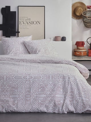 Capa de edredão + fronha de cama com estampado - Casal