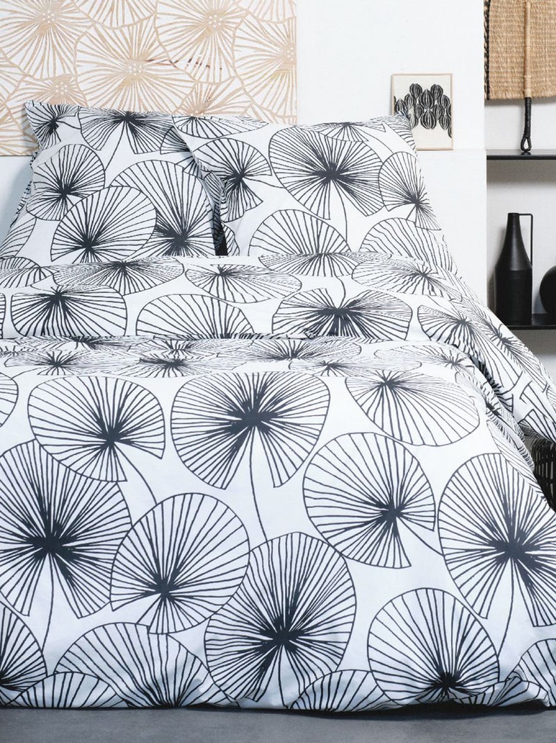 Capa de edredão + fronha de cama com estampado - Casal BRANCO - Kiabi