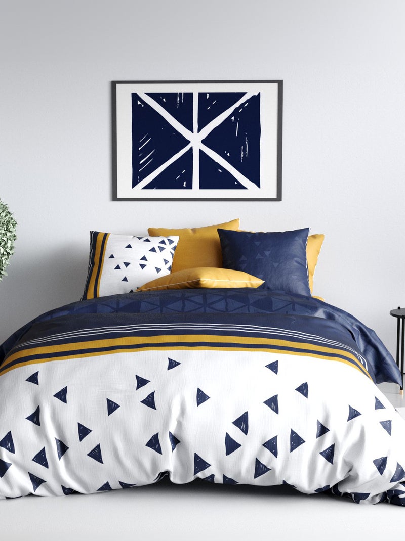 Capa de edredão + fronha de cama com estampado - Casal BRANCO - Kiabi