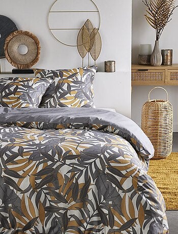 Capa de edredão + fronha de cama com estampado - Casal