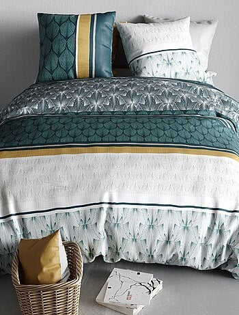 Capa de edredão + fronha de cama com estampado - Casal