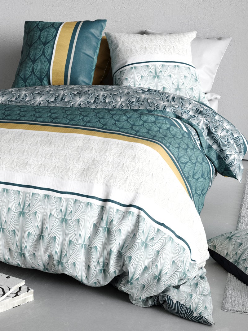 Capa de edredão + fronha de cama com estampado - Casal VERDE - Kiabi