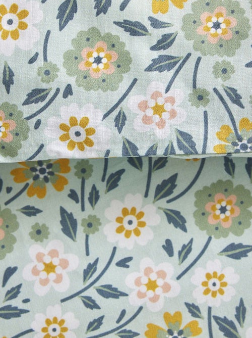 Capa de edredão + fronha de cama com estampado florido - Casal - Kiabi