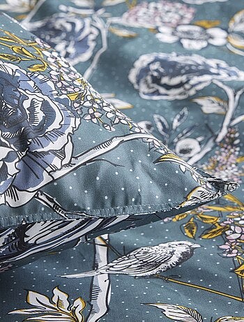 Capa de edredão + fronha de cama com estampado florido - Casal