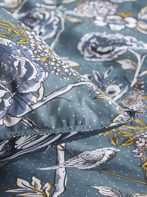 Capa de edredão + fronha de cama com estampado florido - Casal - Kiabi