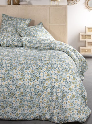 Capa de edredão + fronha de cama com estampado florido  - Casal
