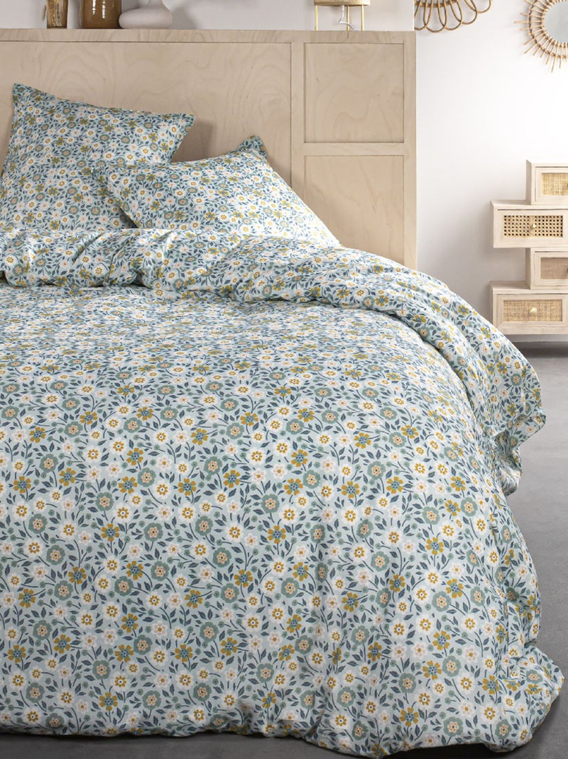 Capa de edredão + fronha de cama com estampado florido  - Casal BRANCO - Kiabi