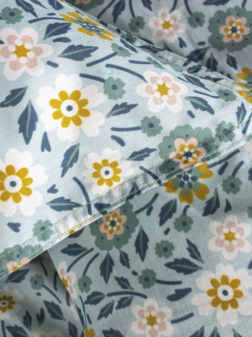 Capa de edredão + fronha de cama com estampado florido  - Casal - Kiabi