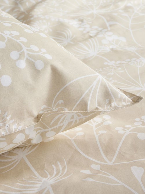 Capa de edredão + fronha de cama com estampado florido - Casal - Kiabi