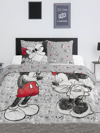 Capa de edredão + fronha de cama  com estampado 'Minnie' - Casal