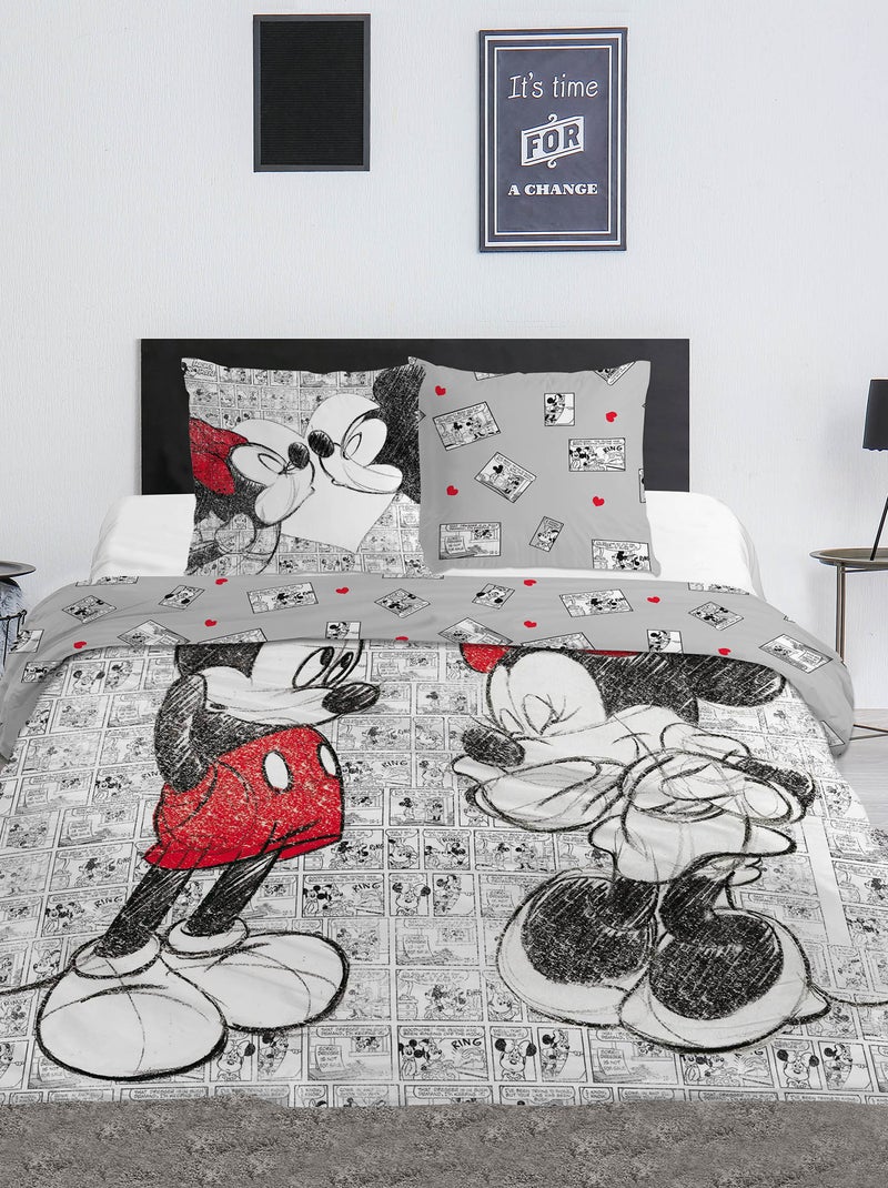 Capa de edredão + fronha de cama  com estampado 'Minnie' - Casal BRANCO - Kiabi
