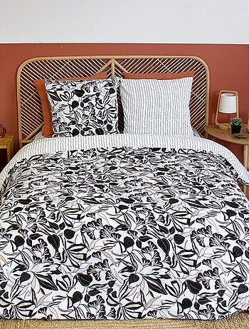Capa de edredão + fronha de cama de casal - estampado floral