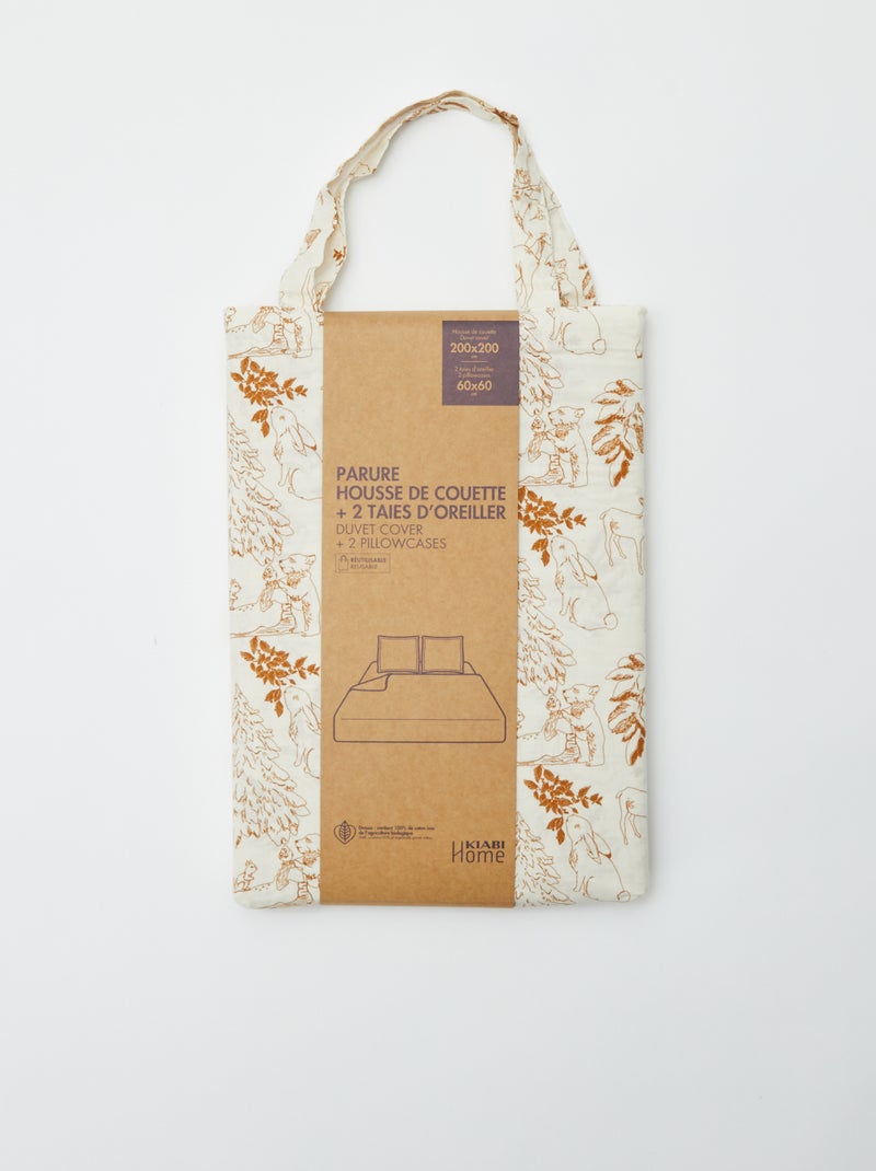 Capa de edredão + fronha de cama de casal (200x200 cm) - Kiabi Home VERDE - Kiabi
