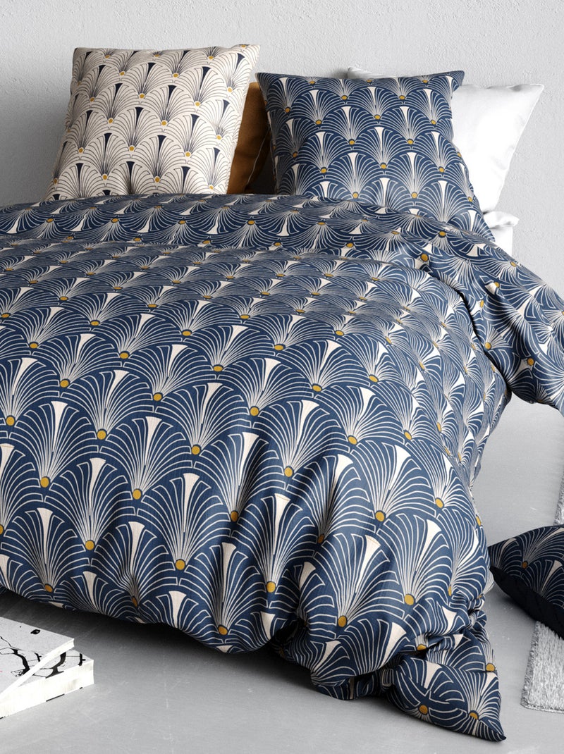 Capa de edredão + fronha de cama de casal AZUL - Kiabi