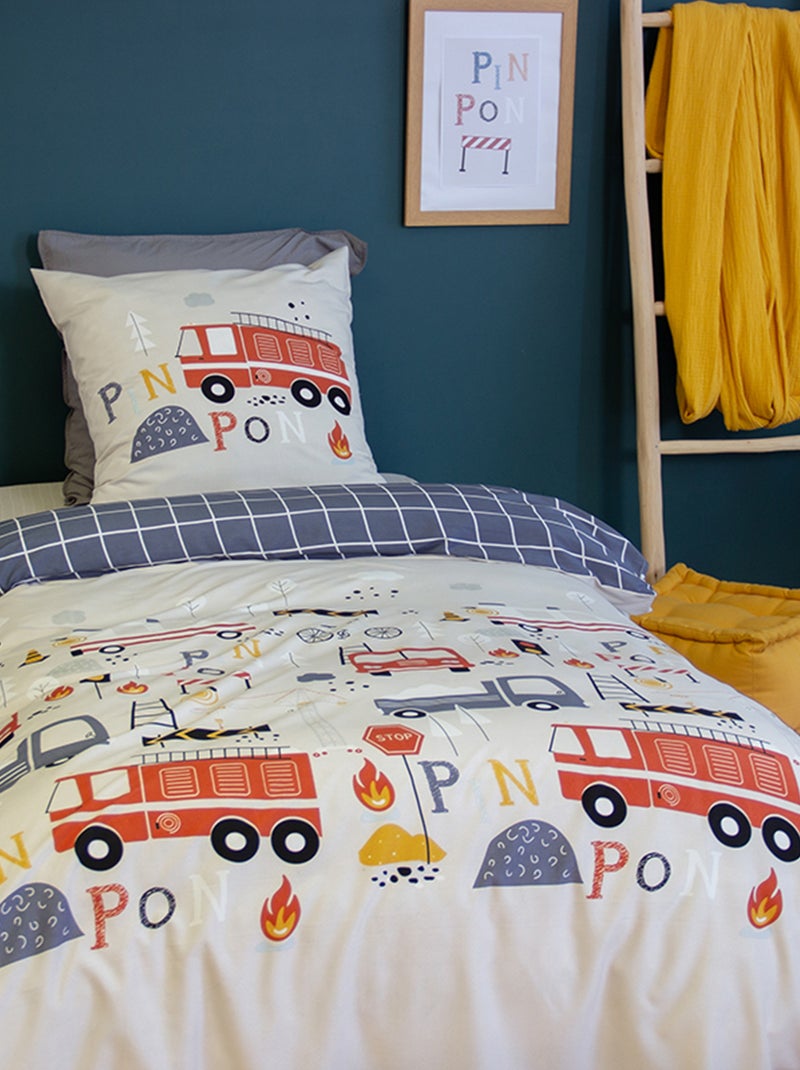 Capa de edredão + fronha de cama de solteiro 140 x 200 cm AZUL - Kiabi