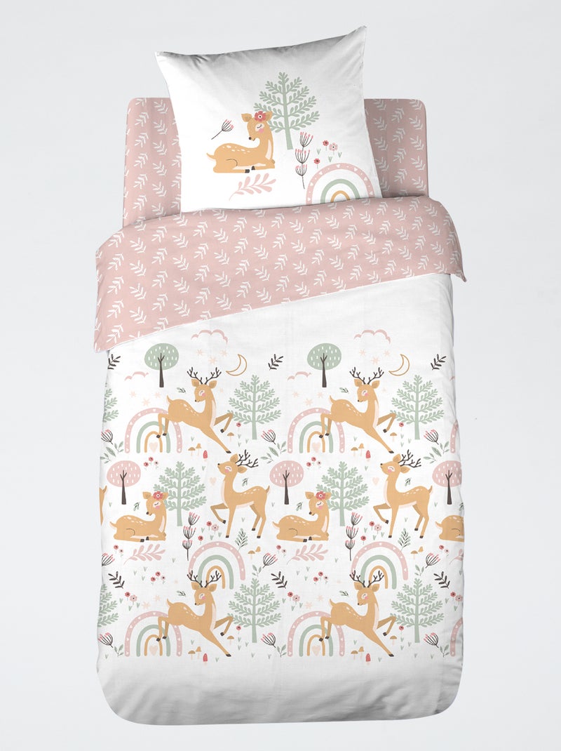 Capa de edredão + fronha de cama de solteiro 140 x 200 cm ROSA - Kiabi