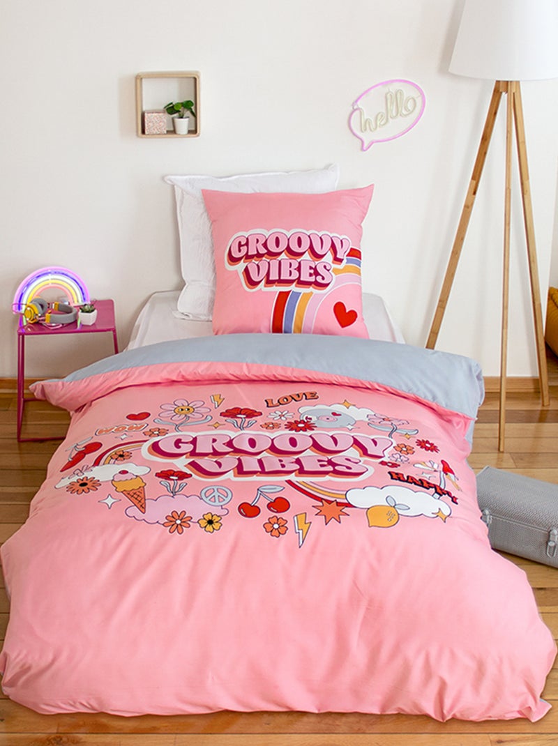 Capa de edredão + fronha de cama de solteiro 140 x 200 cm ROSA - Kiabi