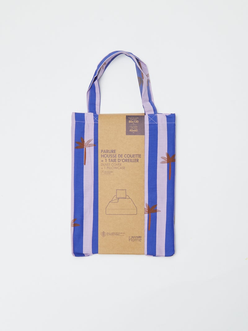Capa de edredão + fronha de cama de solteiro (80x120cm) - Kiabi Home AZUL - Kiabi