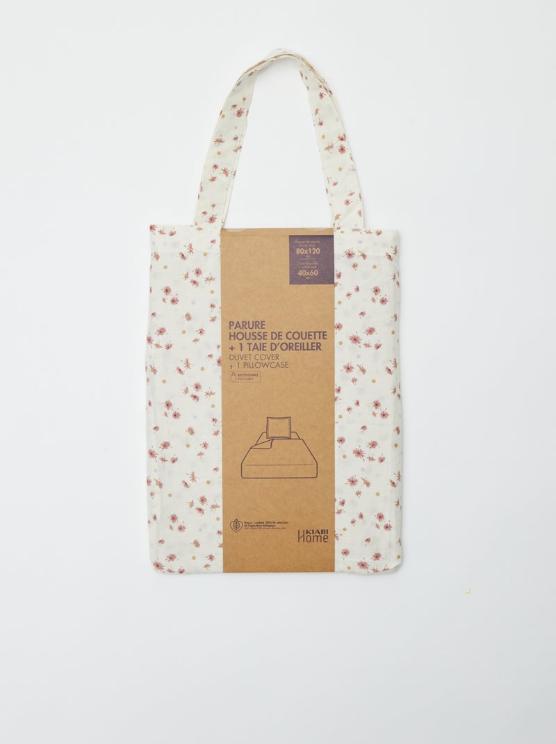 Capa de edredão + fronha de cama de solteiro (80x120cm) - Kiabi Home BEGE - Kiabi