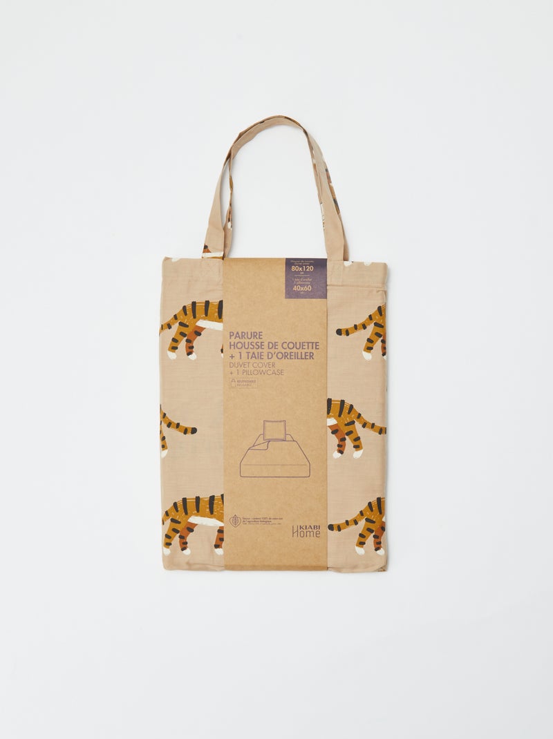 Capa de edredão + fronha de cama de solteiro (80x120cm) - Kiabi Home BEGE - Kiabi