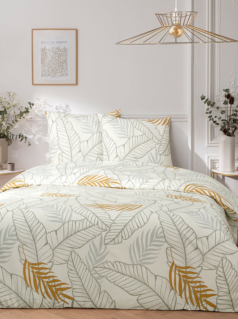 Capa de edredão + fronha de cama estampada - Casal BRANCO - Kiabi