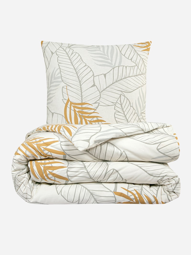 Capa de edredão + fronha de cama estampada - Casal BRANCO - Kiabi