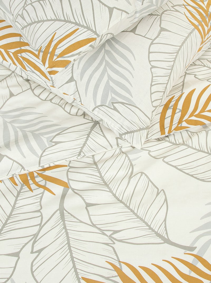 Capa de edredão + fronha de cama estampada - Casal BRANCO - Kiabi