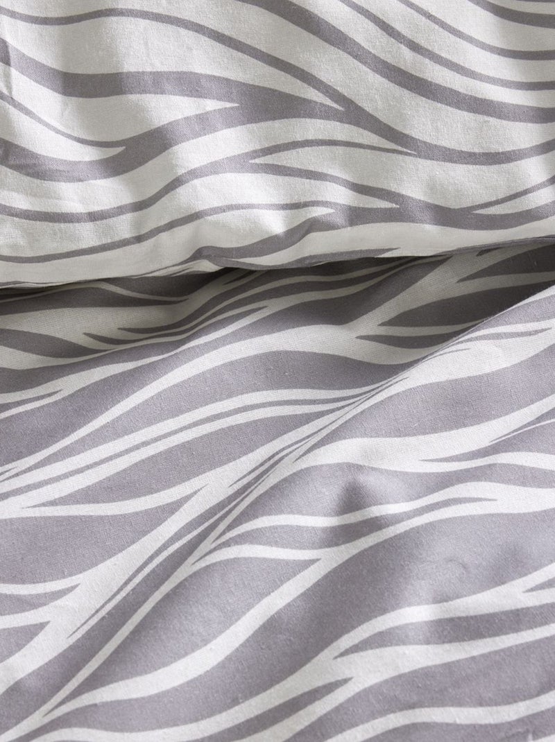 Capa de edredão + fronha de cama estampada - Casal CINZA - Kiabi
