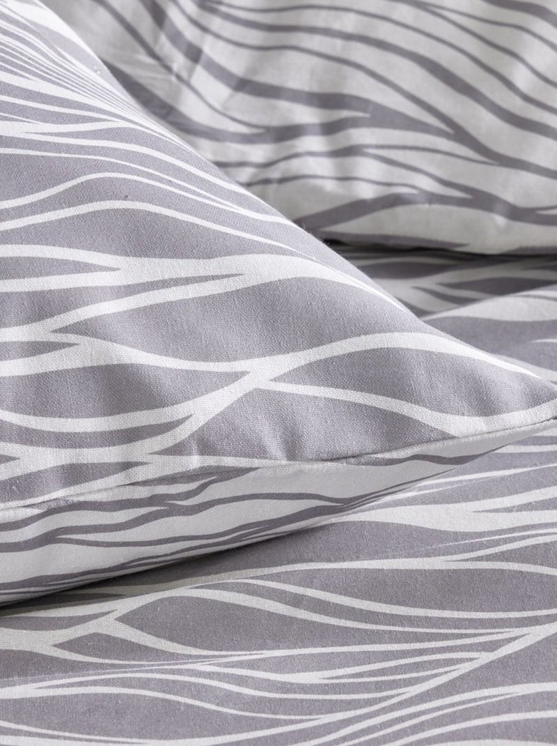 Capa de edredão + fronha de cama estampada - Casal CINZA - Kiabi