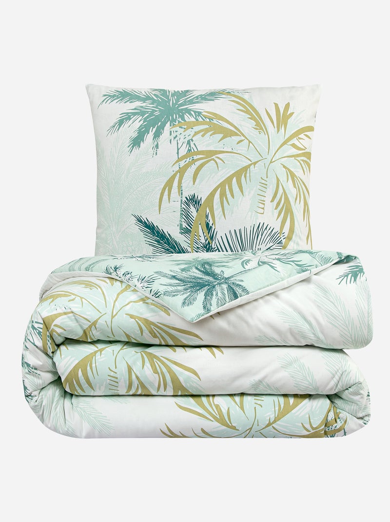 Capa de edredão + fronha de cama estampada - Casal VERDE - Kiabi