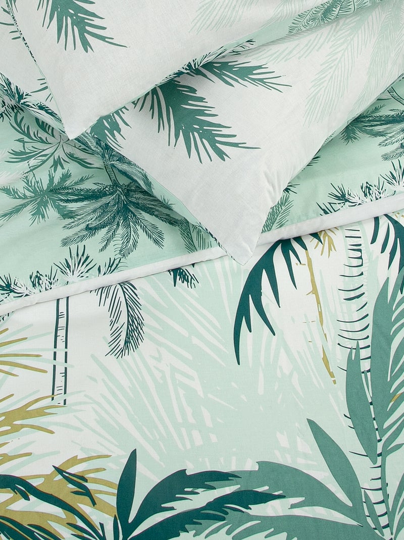 Capa de edredão + fronha de cama estampada - Casal VERDE - Kiabi