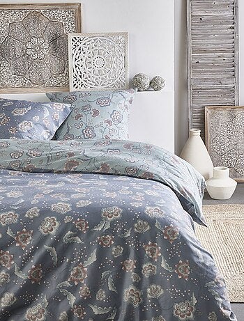 Capa de edredão + fronha de cama flores - Casal