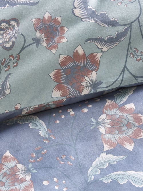 Capa de edredão + fronha de cama flores - Casal - Kiabi