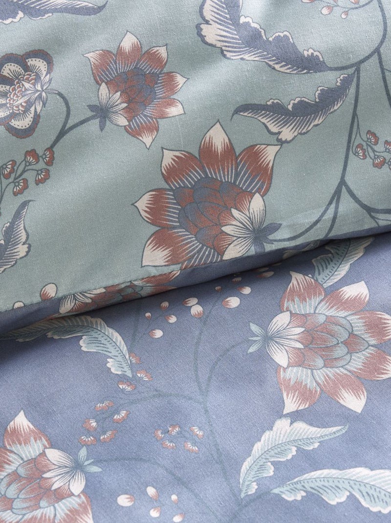 Capa de edredão + fronha de cama flores - Casal CINZA - Kiabi