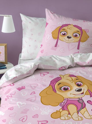 Capa de edredão + fronha de cama 'Patrulha Pata'  - Solteiro