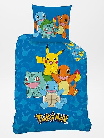 Capa de edredão + fronha de cama 'Pokémon' - Solteiro