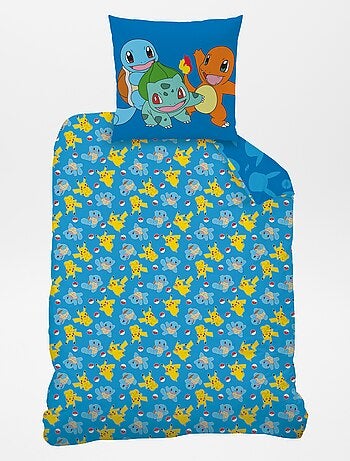 Capa de edredão + fronha de cama 'Pokémon' - Solteiro