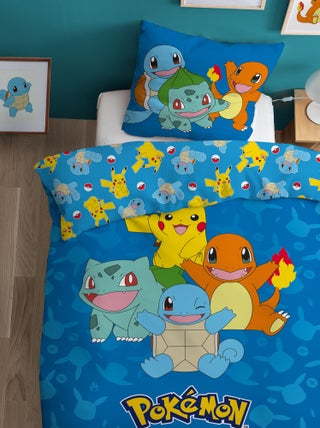 Capa de edredão + fronha de cama  'Pokémon'  - Solteiro