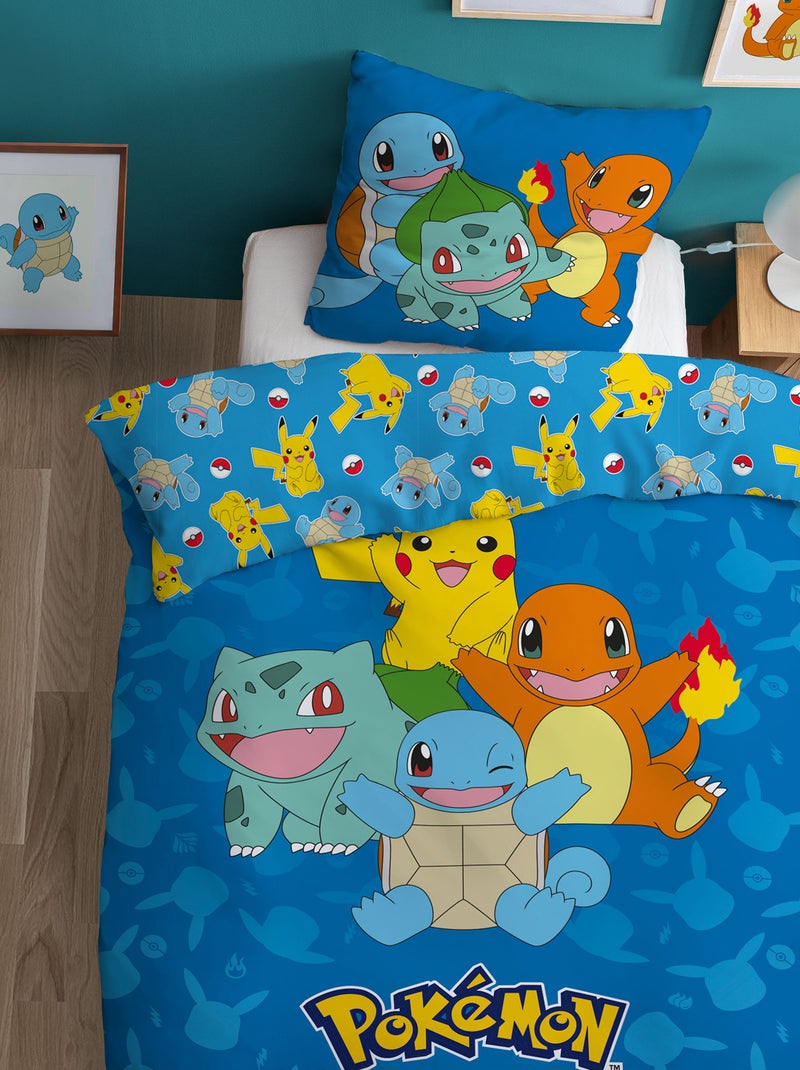 Capa de edredão + fronha de cama  'Pokémon'  - Solteiro AZUL - Kiabi