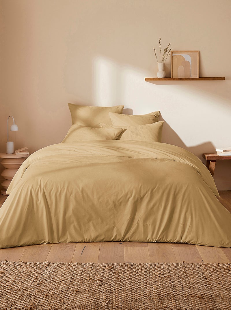 Capa de edredão + fronha de casal (200 x 200cm) em gaze de algodão -  Kiabi Home AMARELO - Kiabi