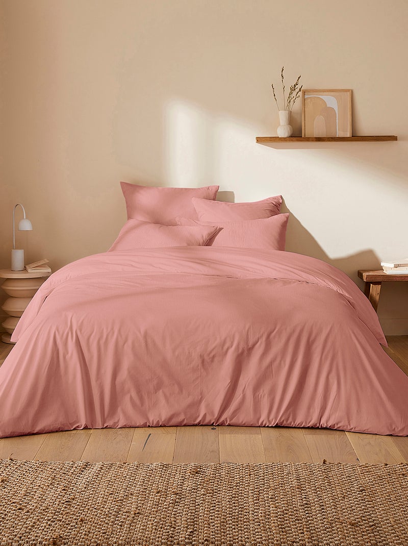 Capa de edredão + fronha de casal (200 x 200cm) em gaze de algodão -  Kiabi Home ROSA - Kiabi