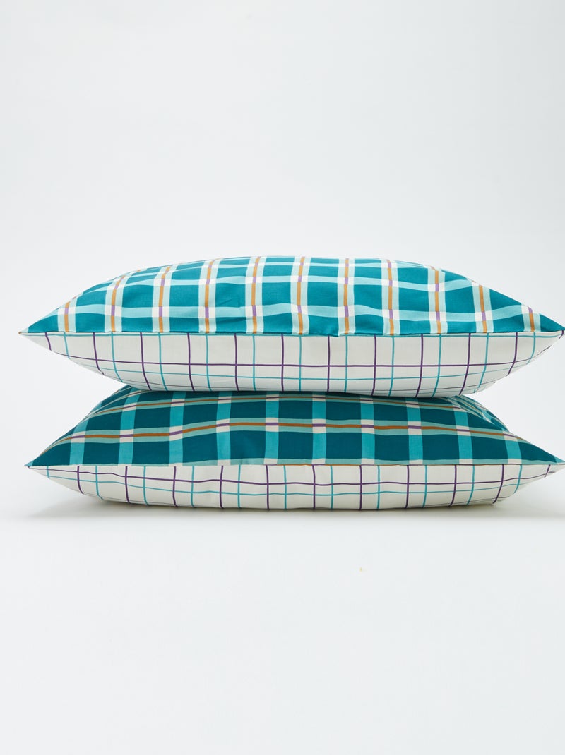 Capa de edredão + fronha de casal (240 x 220cm) em algodão - Kiabi Home VERDE - Kiabi