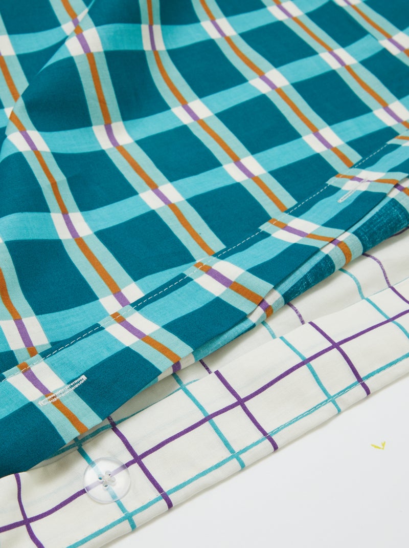 Capa de edredão + fronha de casal (240 x 220cm) em algodão - Kiabi Home VERDE - Kiabi