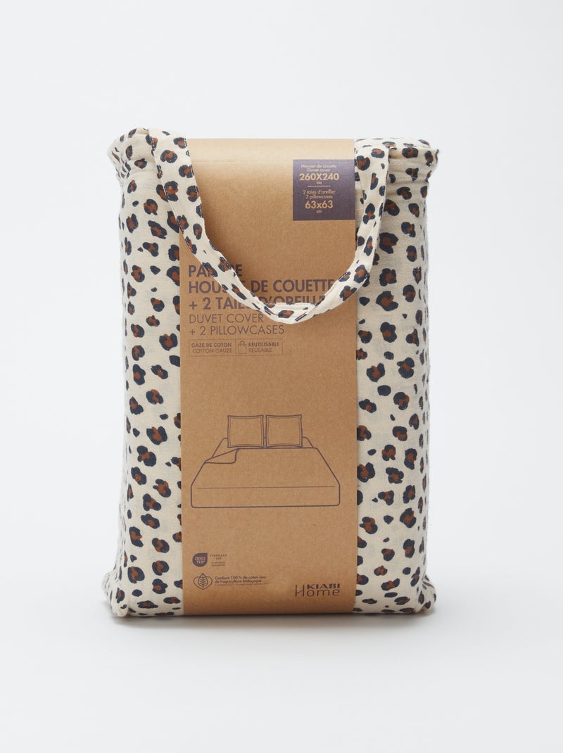 Capa de edredão + fronha de casal (260 x 240cm) em gaze de algodão - Kiabi Home BEGE - Kiabi