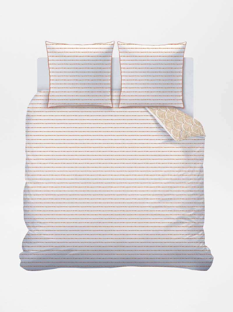 Capa de edredão + fronha de casal reversível MARROM - Kiabi