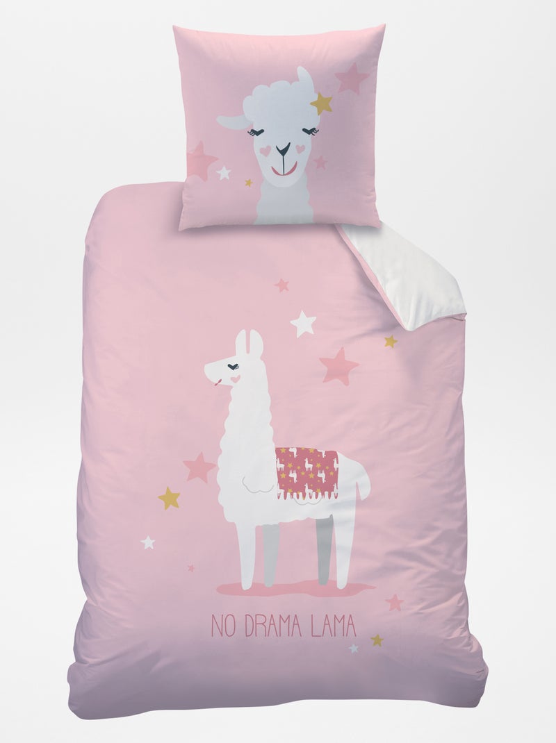Capa de edredão + fronha de solteiro reversível BRANCO - Kiabi