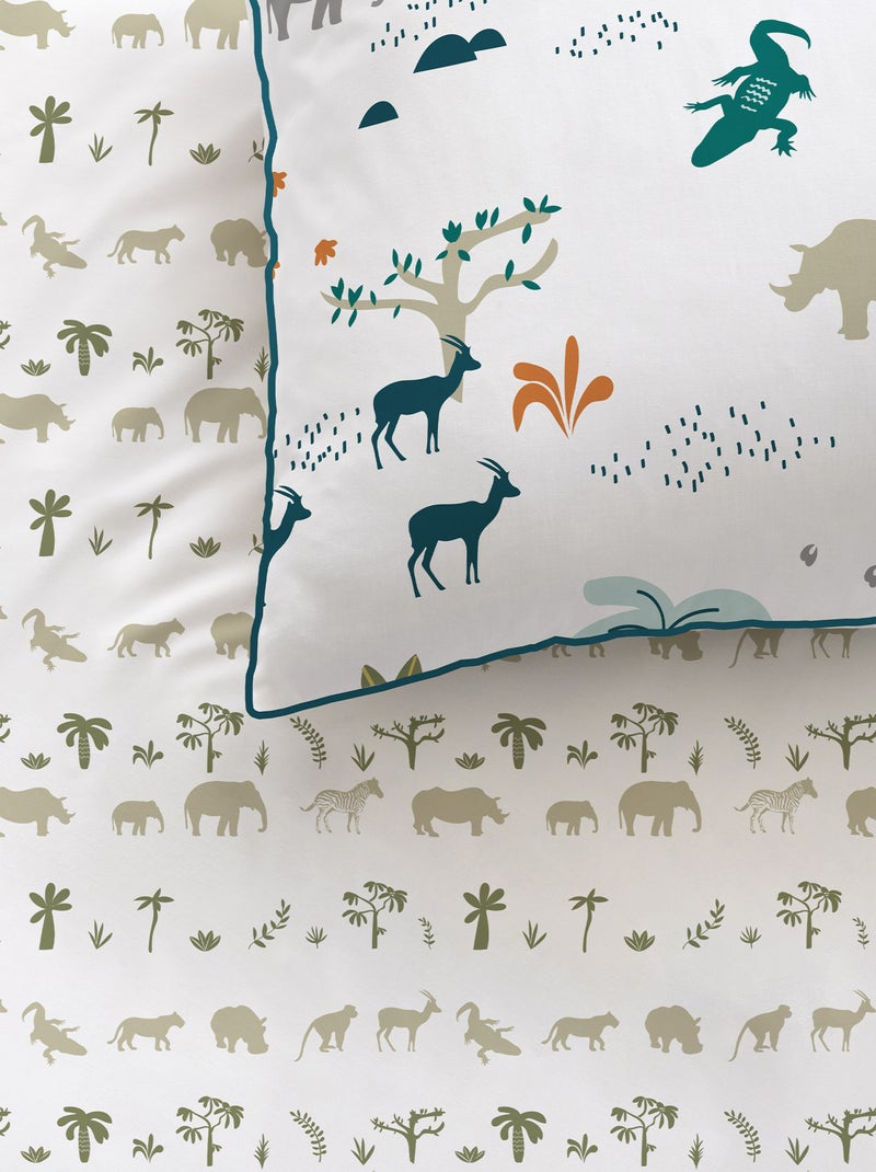 Capa de edredão + fronha de solteiro reversível BRANCO - Kiabi