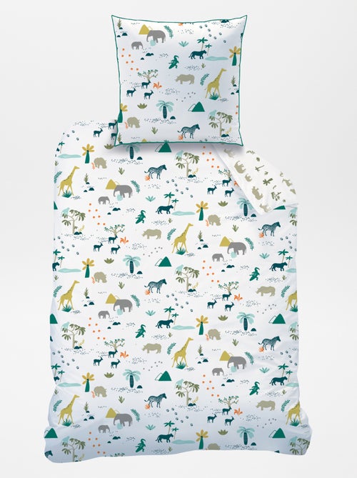 Capa de edredão + fronha de solteiro reversível - Kiabi