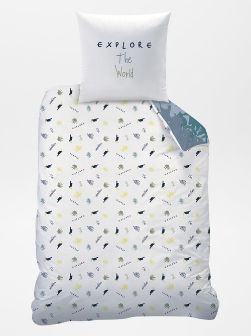 Capa de edredão + fronha de solteiro reversível - Kiabi